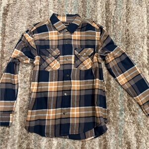 True Religion Blue and Tan Lightweight Flannel